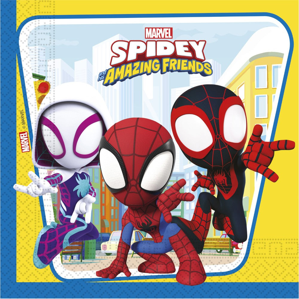 20 Serviettes de table en papier 2 plis 33x33cm FSC - Spidey & His Amazing Friends