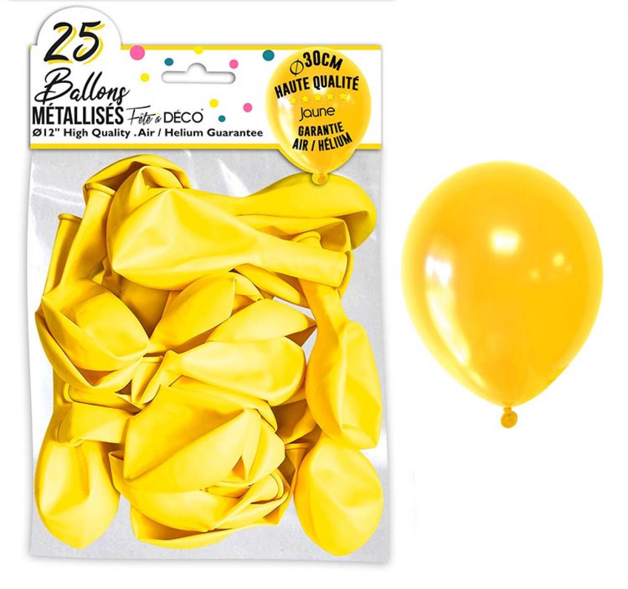 25 Metallicballons in Gelb
