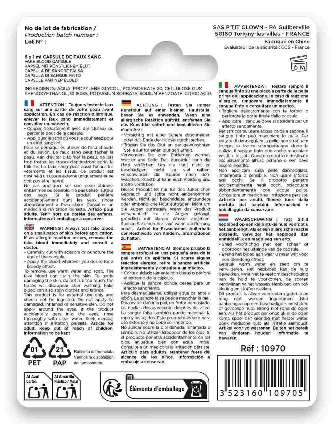 Kunstblut-Kapsel – 6er-Pack