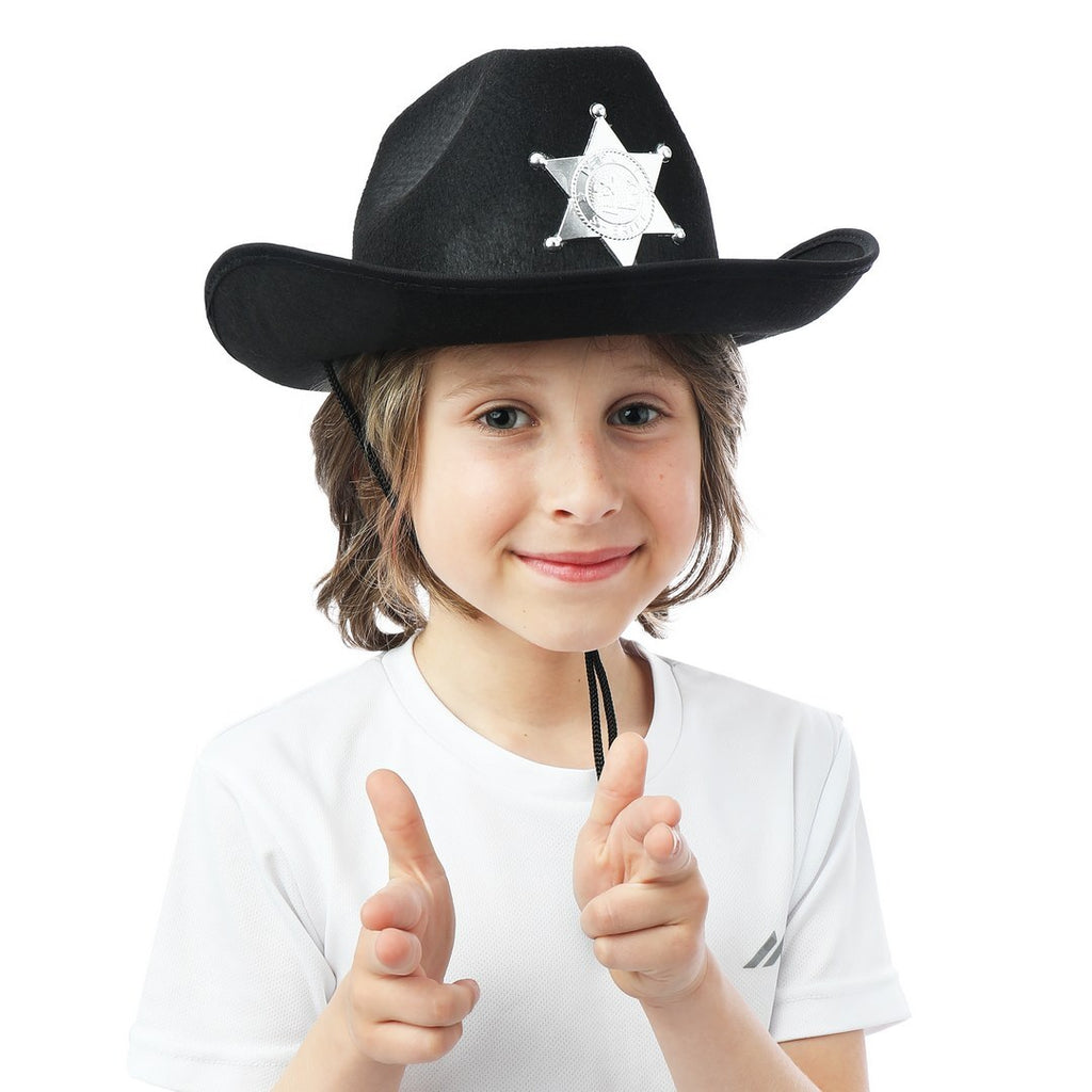 Chapeau feutre shérif - noir - enfant