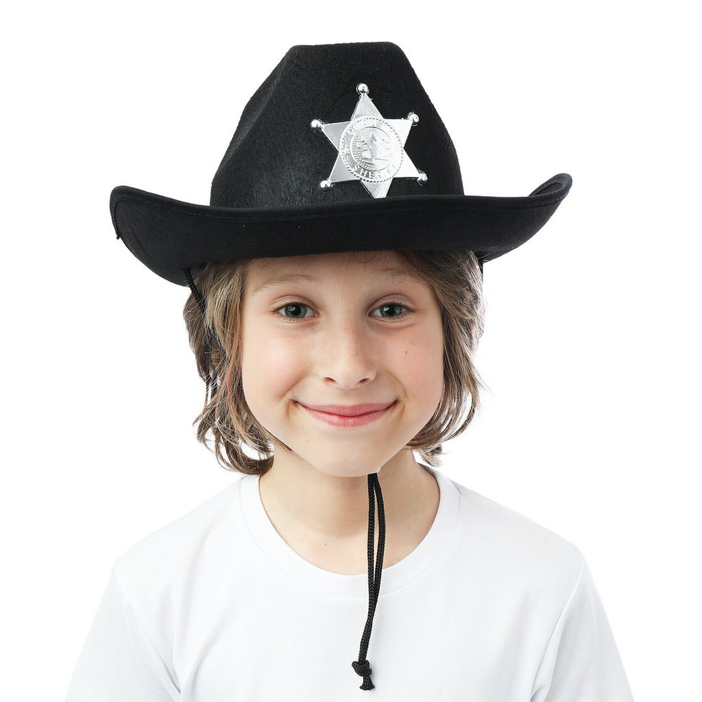 Chapeau feutre shérif - noir - enfant