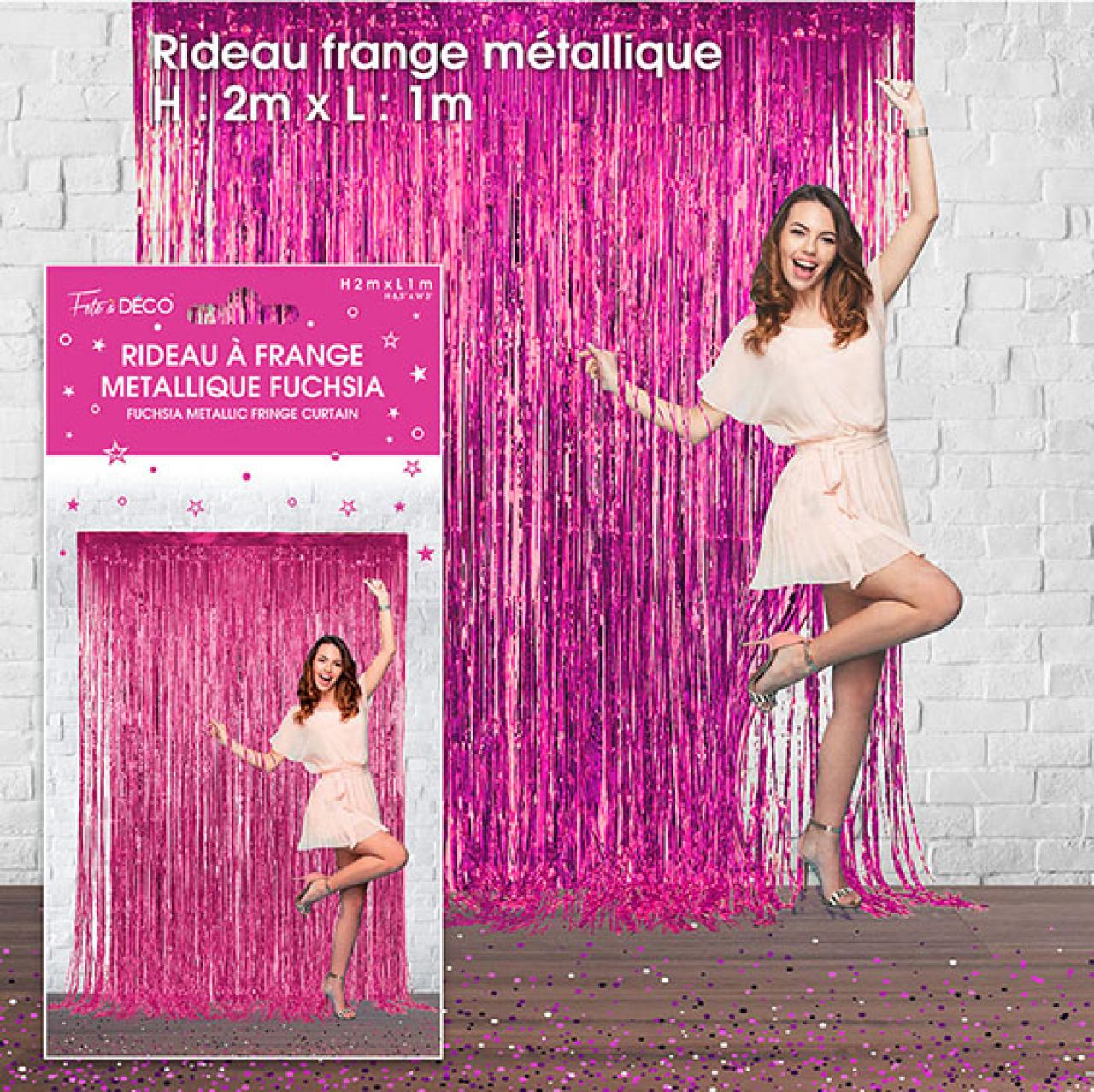 Metallischer Fransen-Vorhang, fuchsia