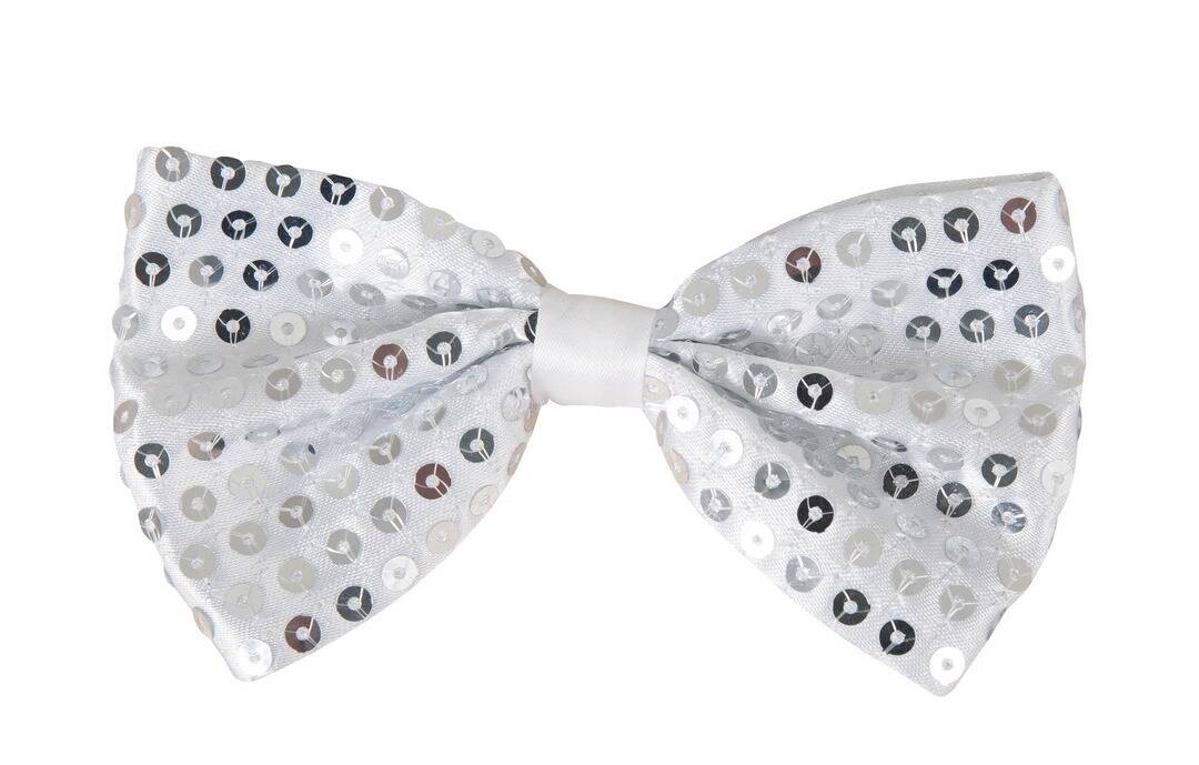 Sequin Bow Tie - Silver