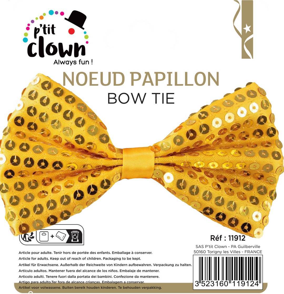 Nœud papillon à sequins - or