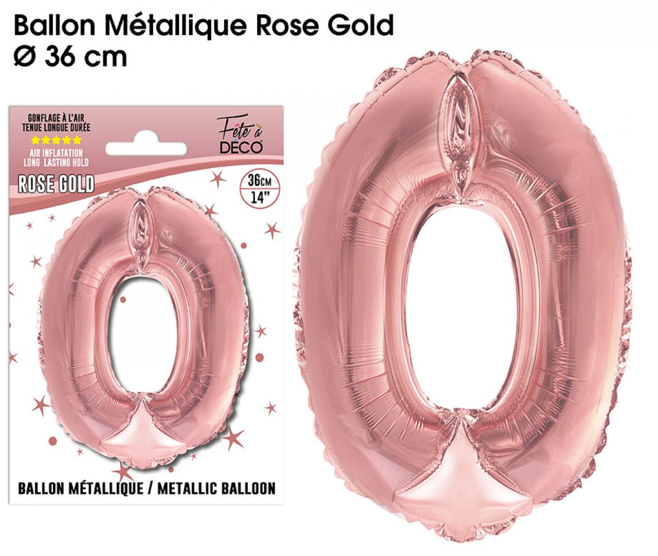 Ballons métalliques Rose Gold Chiffre 0