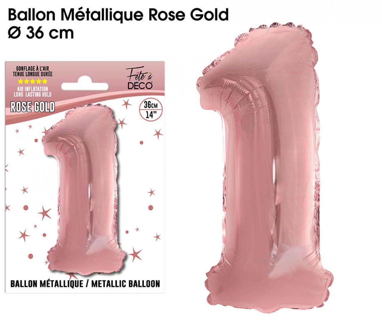 Ballons métalliques Rose Gold Chiffre 1