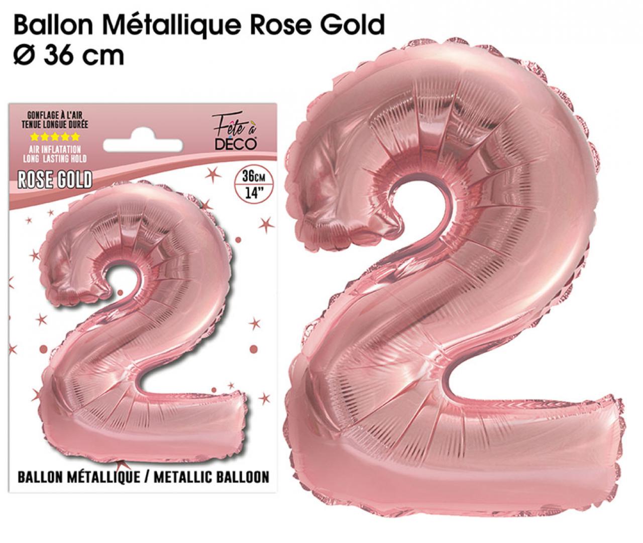 Folienballons Roségold Zahl 2