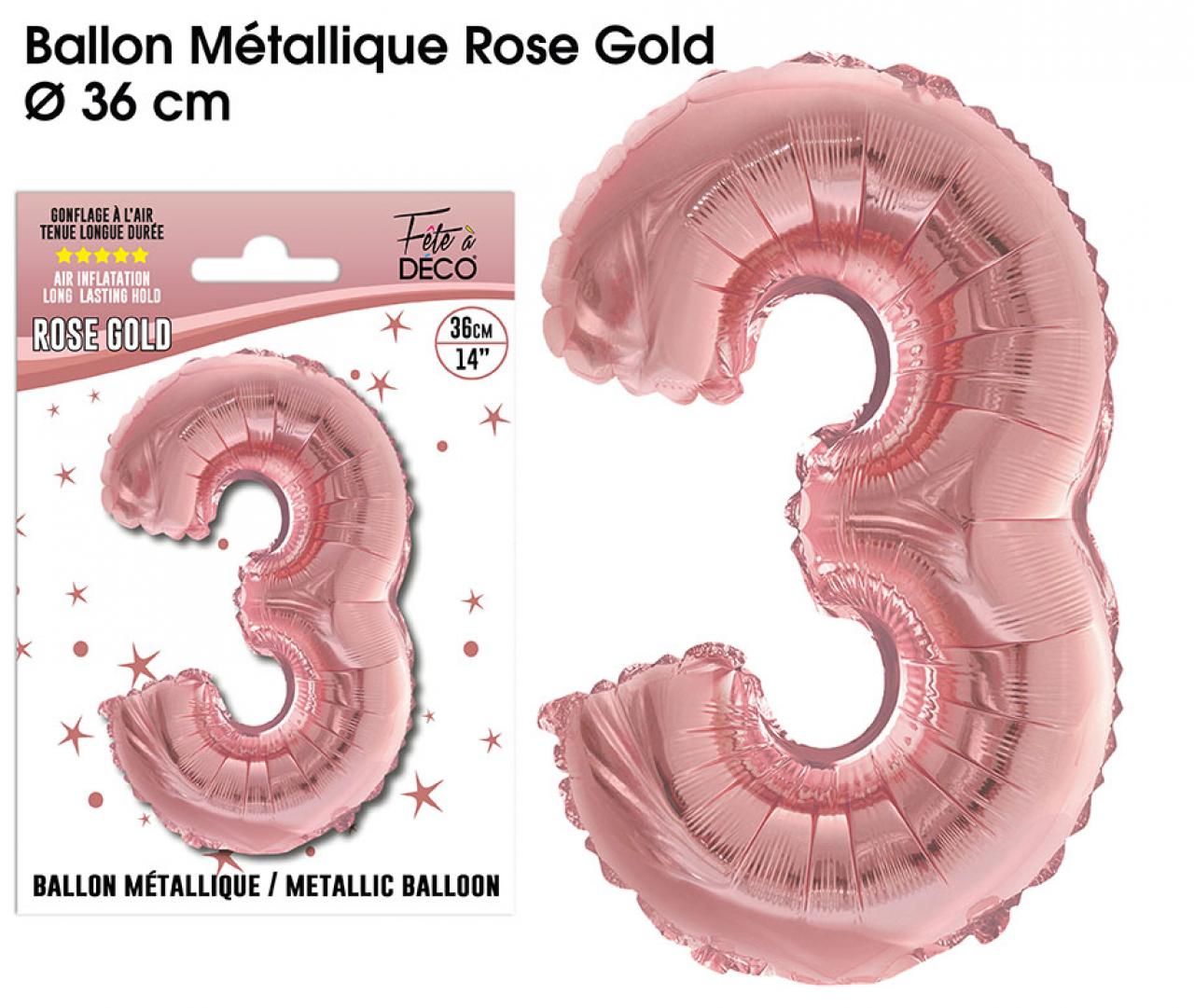 Folienballon Roségold Zahl 3