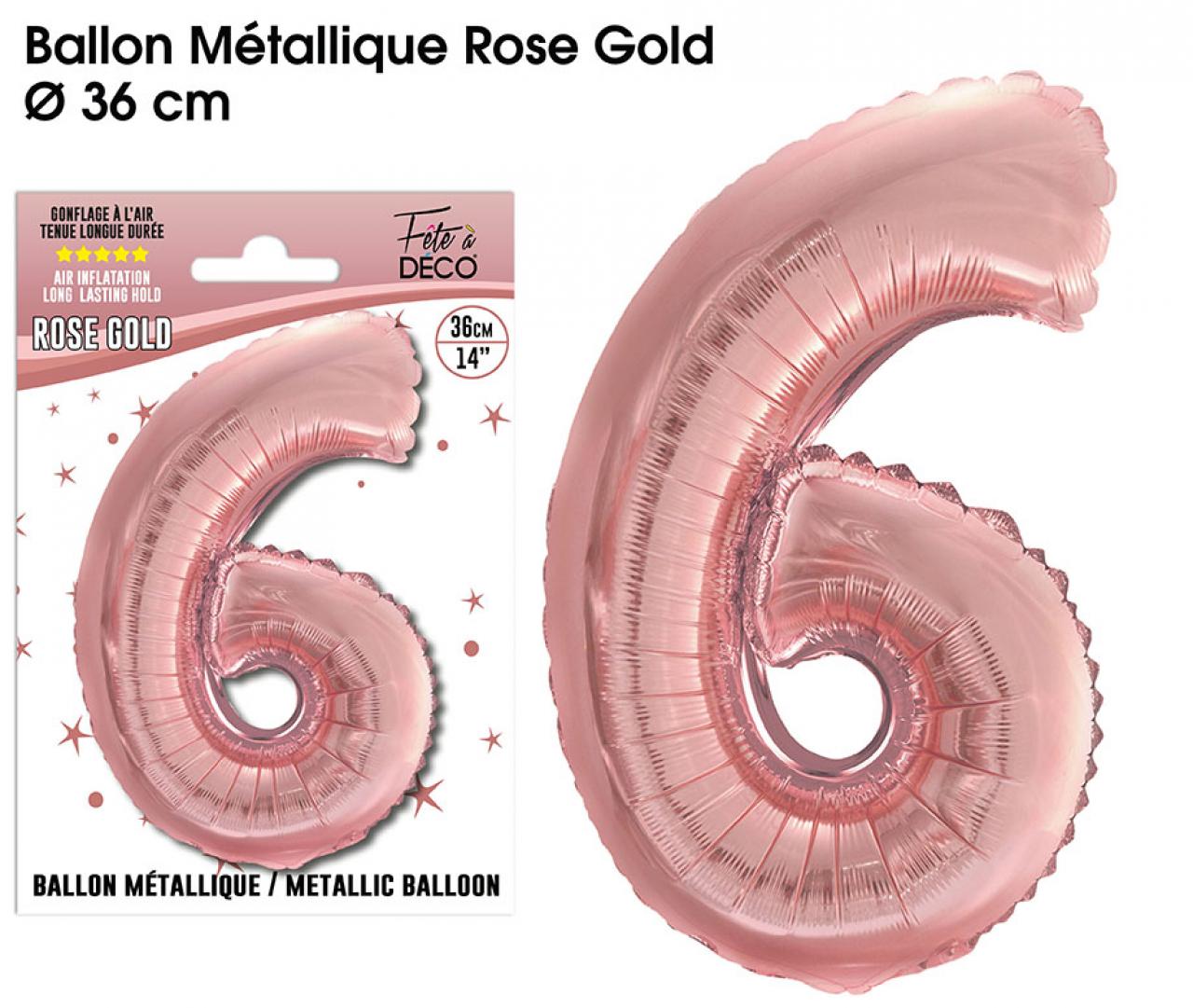 Rose Gold Metallic-Luftballons Ziffer 6