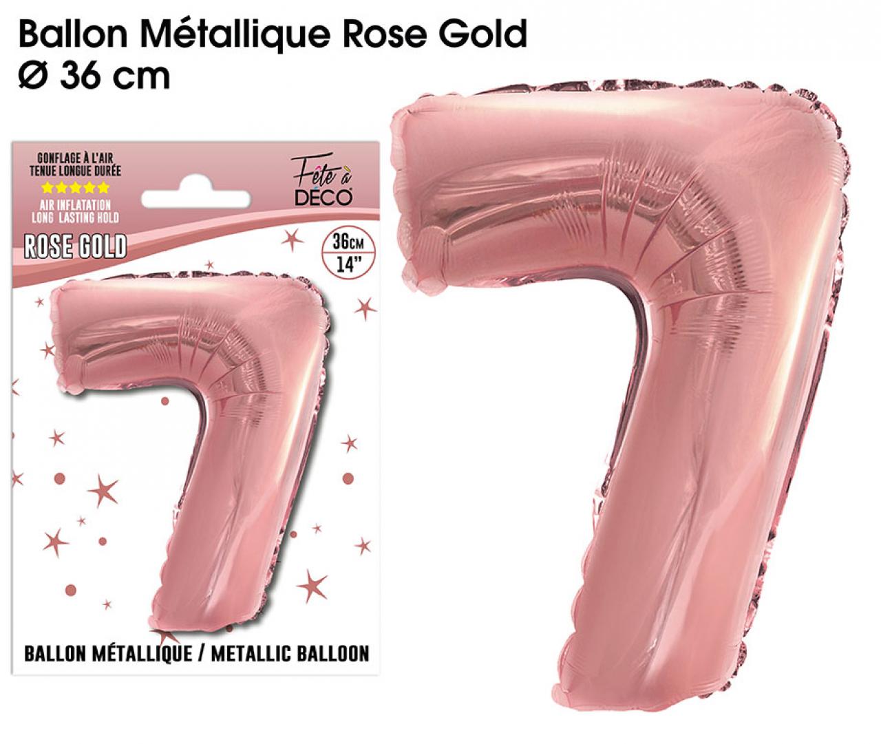 Ballons métalliques Rose Gold Chiffre 7