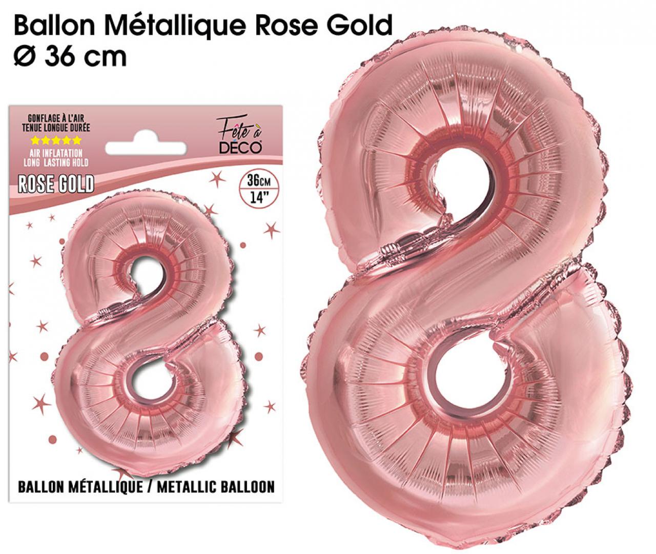 Roségoldfarbene Folienballons Zahl 8