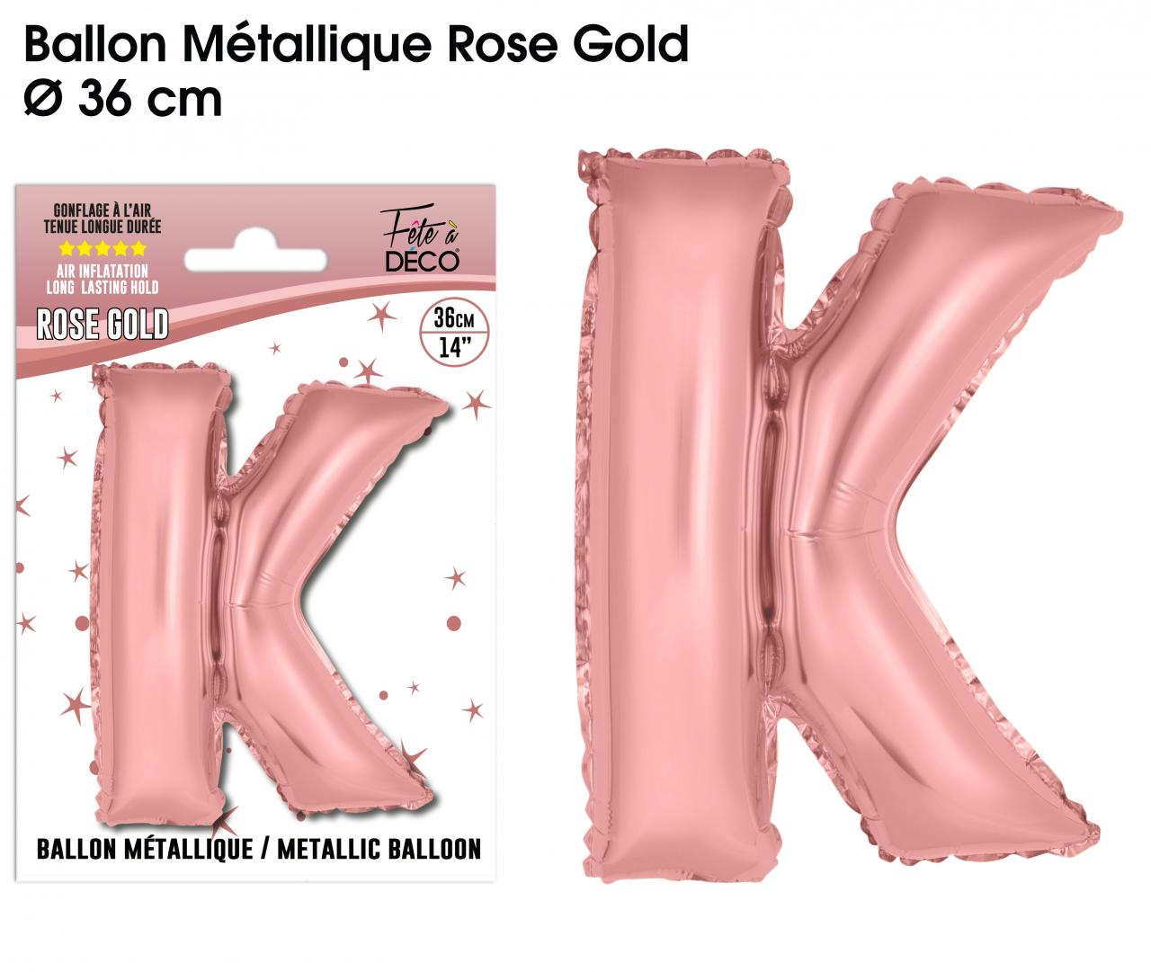 Ballon métallique Rose Gold Lettres K