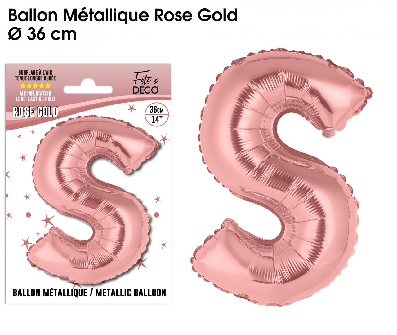 Ballon métallique Rose Gold Lettres S