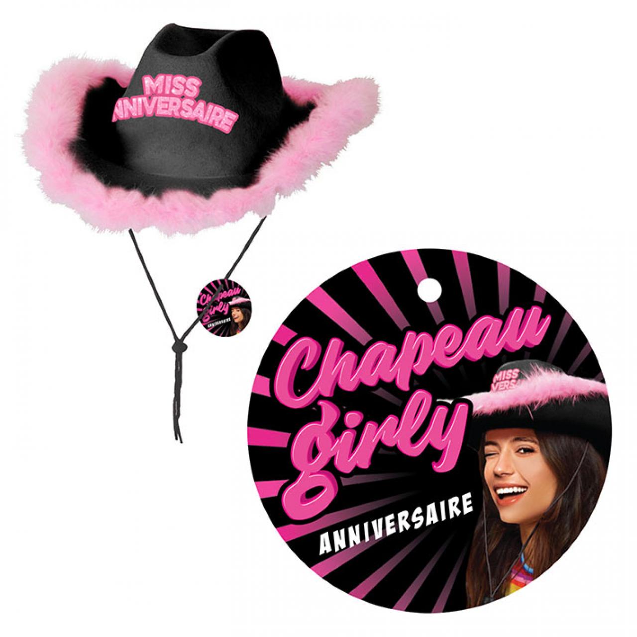 Chapeau Girly Anniversaire Noir