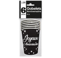 Becher x6 Geburtstag 25cl schwarz