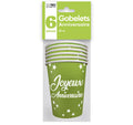 Gobelets x6 Anniversaire 25cl vert