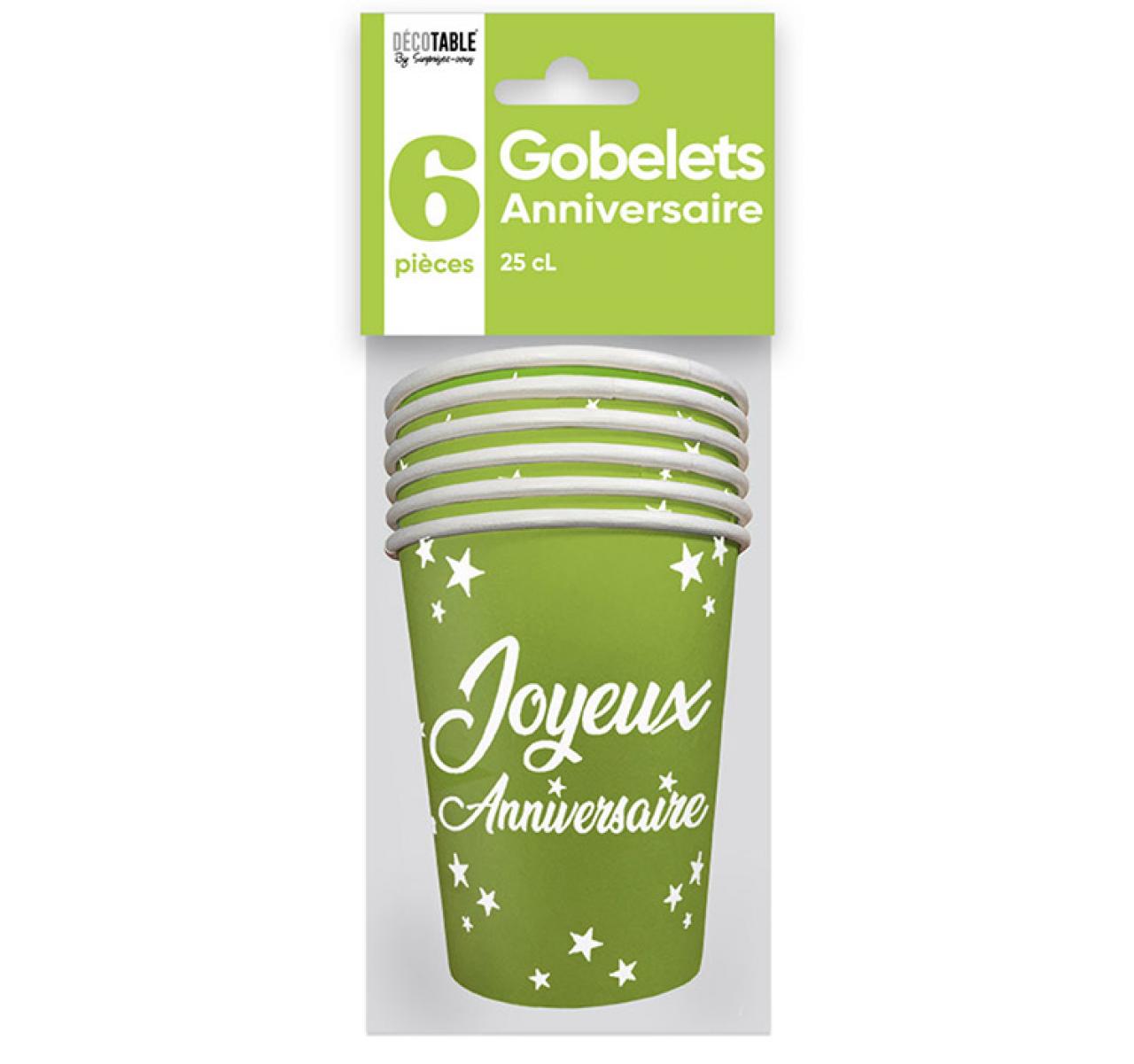 6 Becher Geburtstag 25cl grün