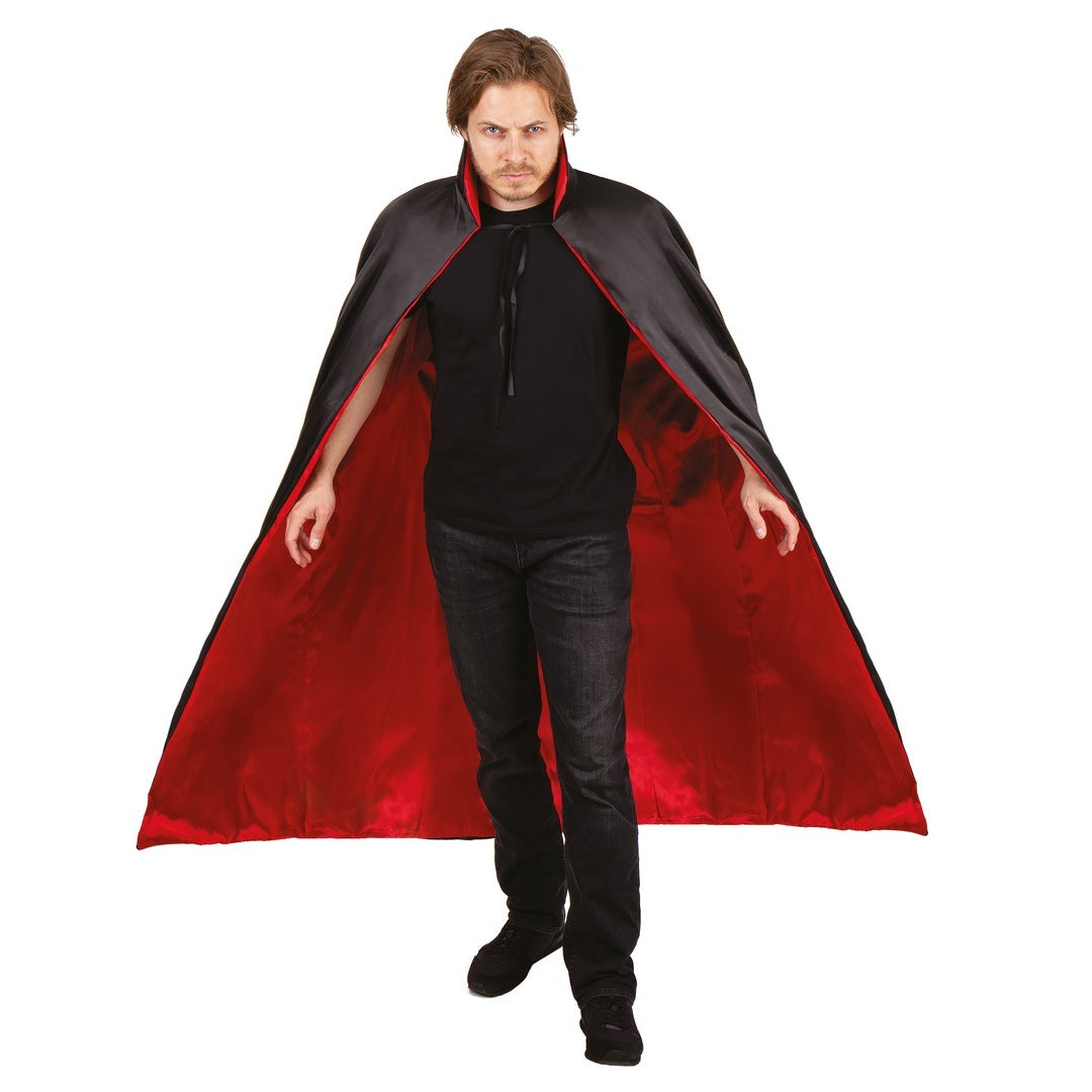 Cape satinée réversible - noir, rouge - 150cm