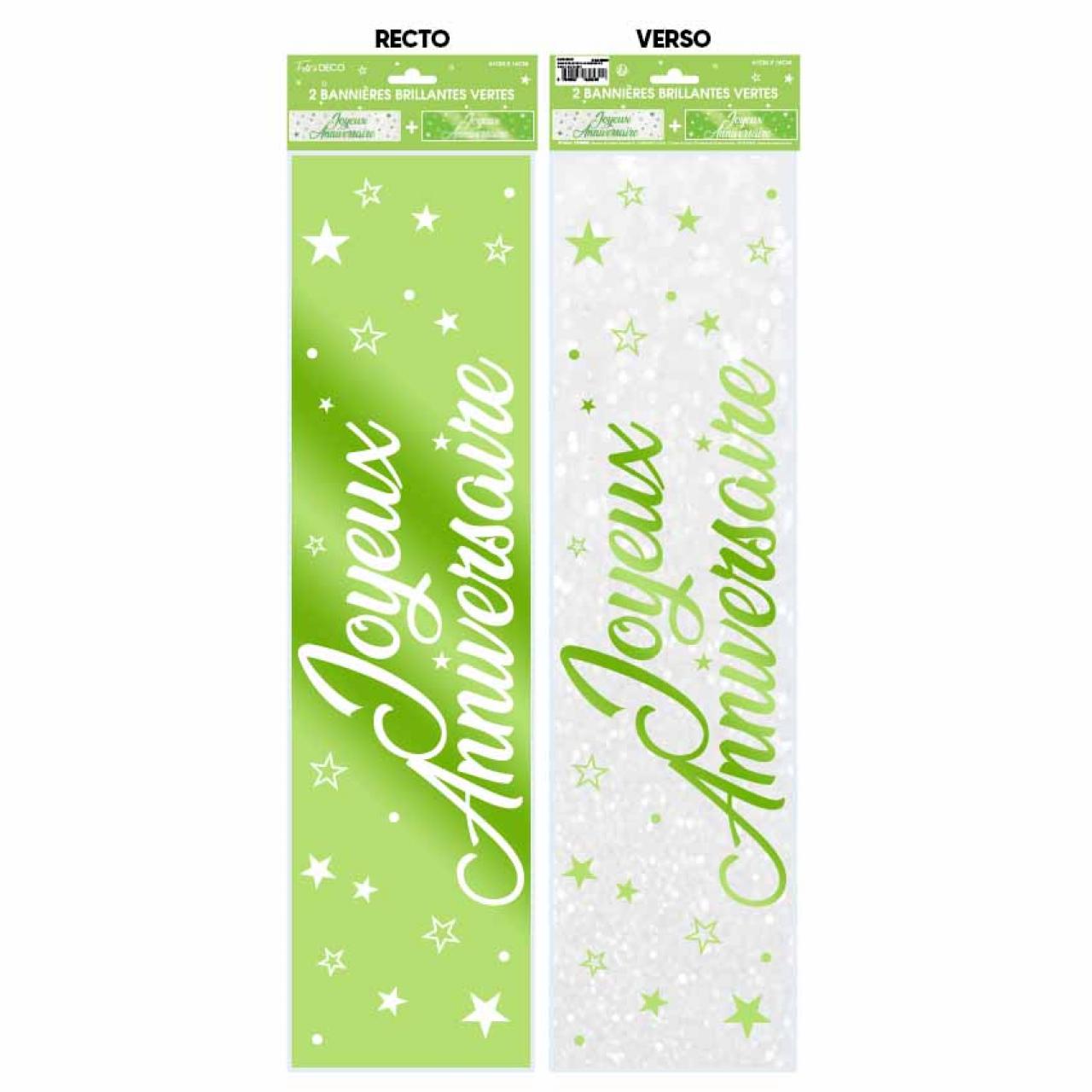 2 Happy Birthday Metallic Banner Grün