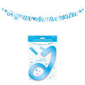 Guirlande Lettres Métalliques 6m Joyeux Anniversaire bleu