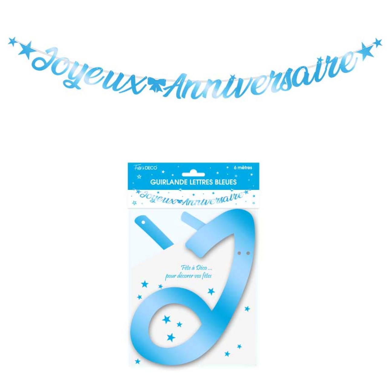 Girlande Metallbuchstaben 6m Happy Birthday blau