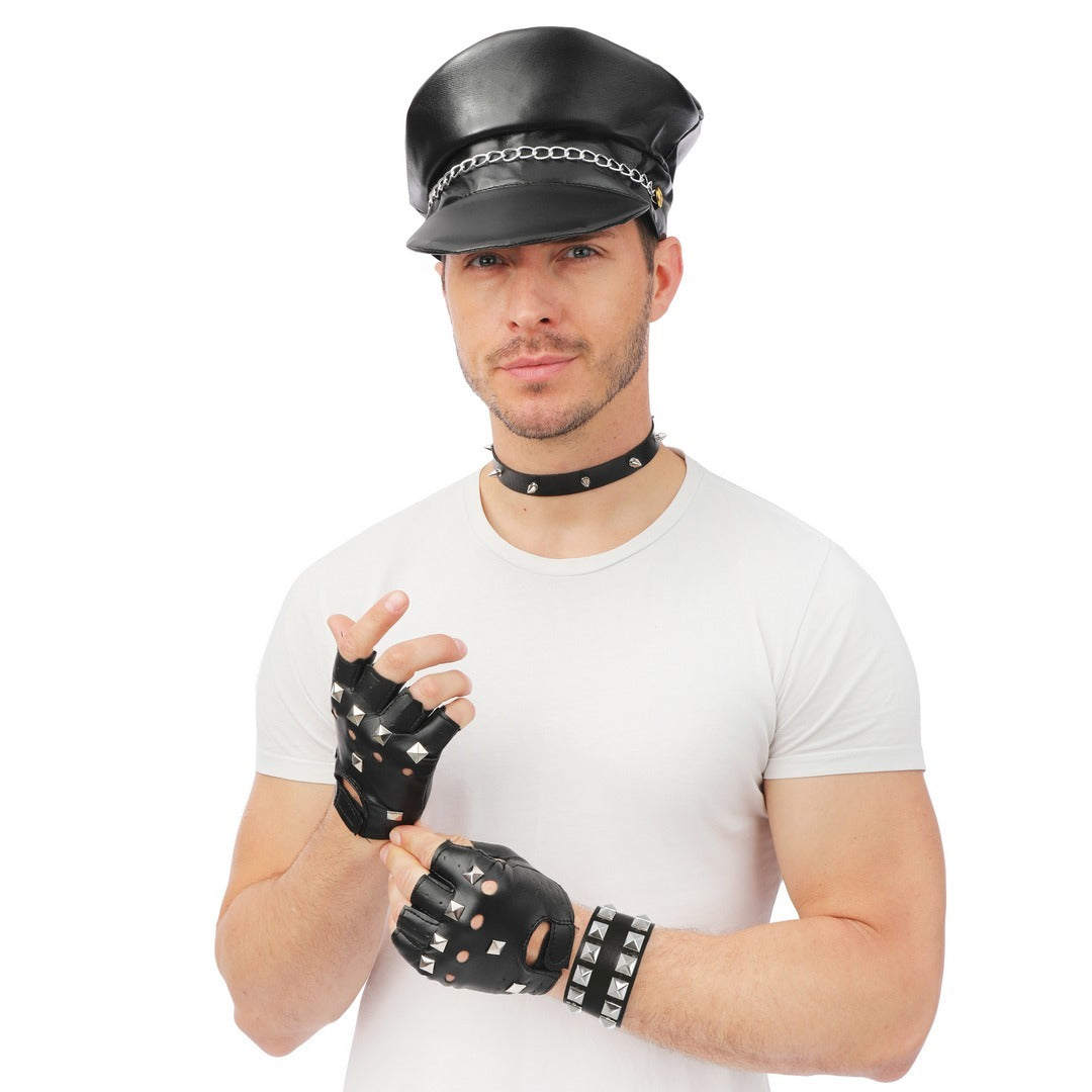 Biker-Cap mit Kette – schwarz – Erwachsene