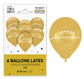 Sachet de 6 ballons métal OR Joyeux anniversaire