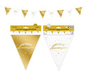 6m Gold Metallic Birthday Bunting Garland