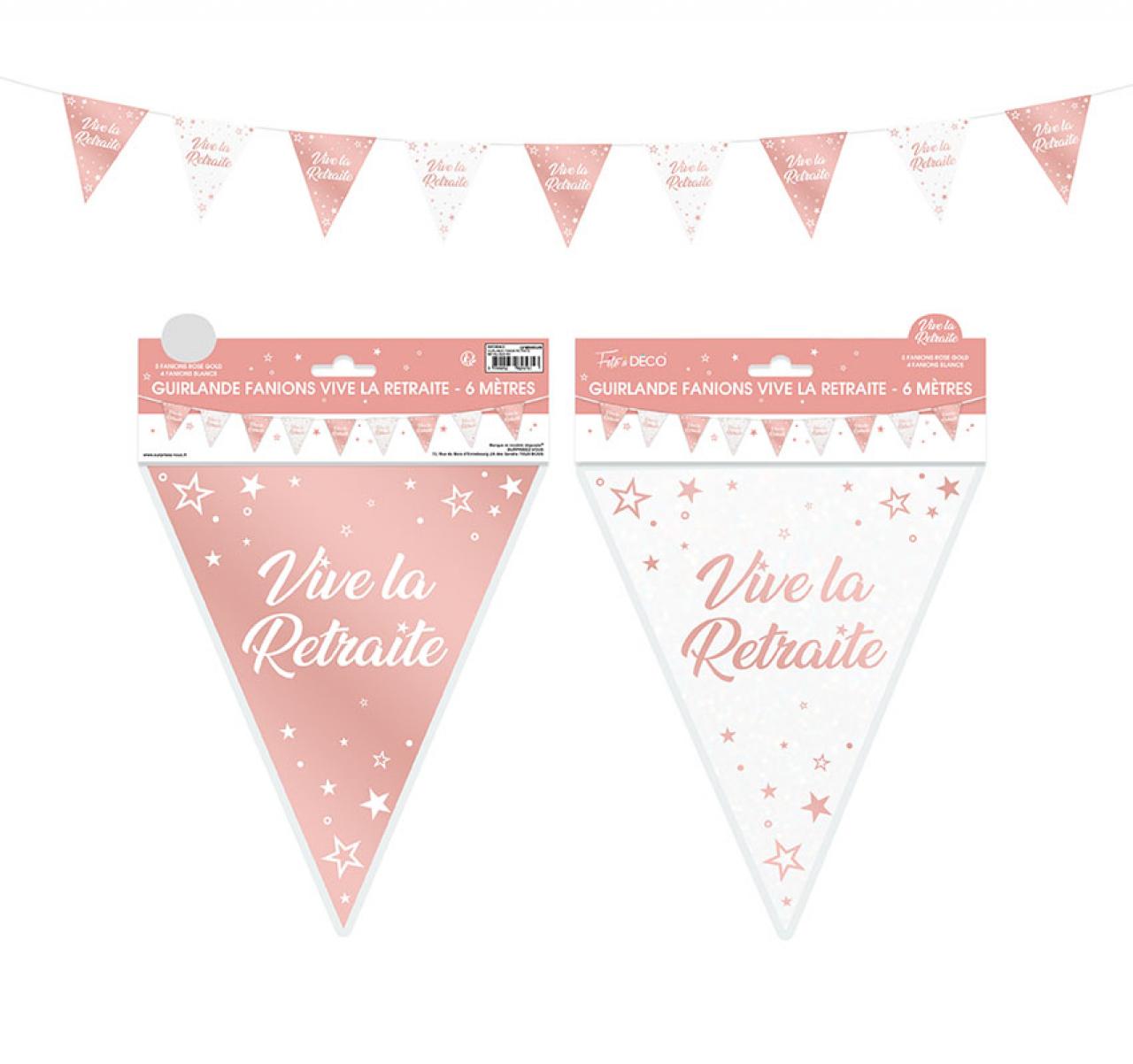 Rose Gold Metallic Pennant Banner Happy Retirement