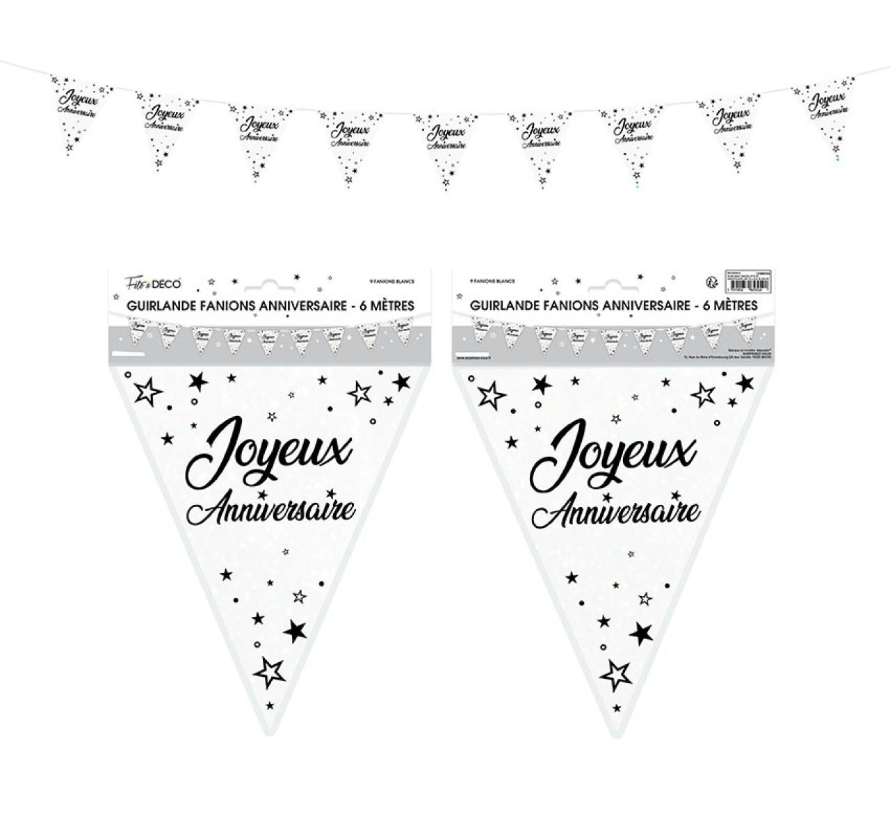 Metallic Happy Birthday Bunting Garland 6 meters white