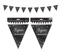 Girlande Wimpel Happy Birthday Metallic 6 Meter schwarz
