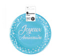 Assiettes x8 Anniversaire 18 cm bleu