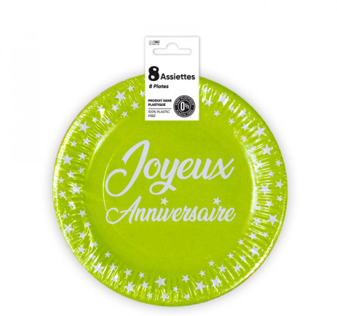 Teller x8 Geburtstag 18 cm grün