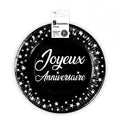 8x Birthday Plates 23 cm Black