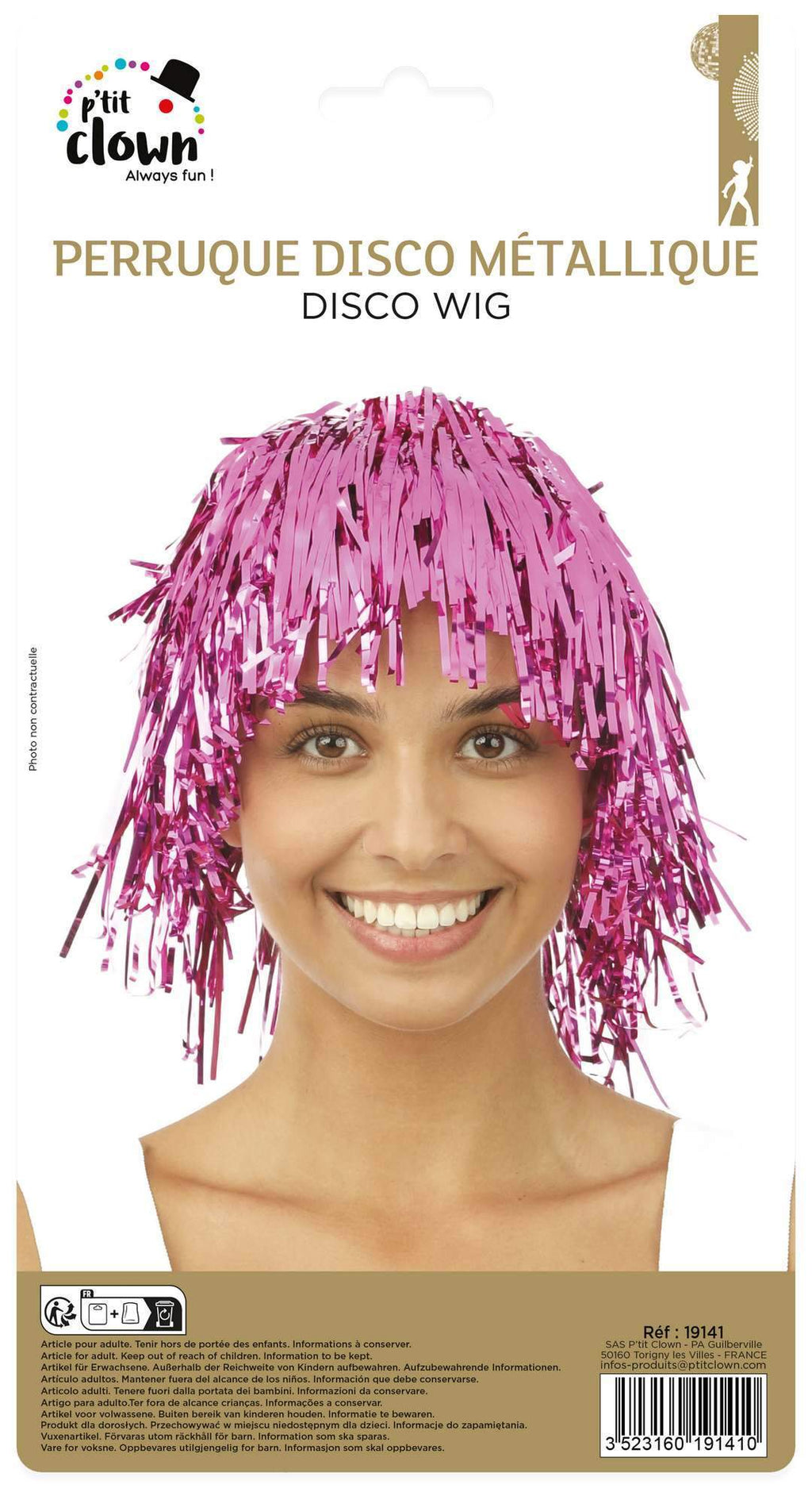 Metallic Disco Perücke - pink