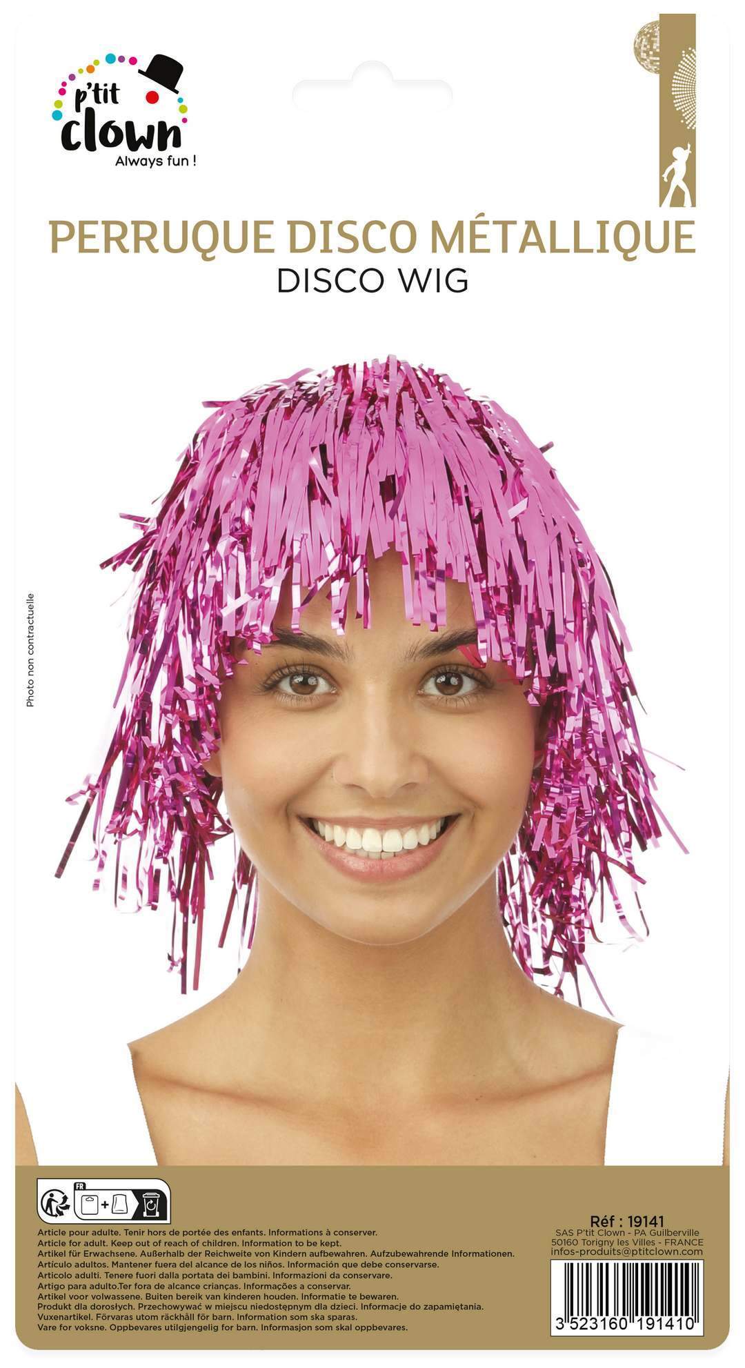 Metallic Disco Perücke - pink