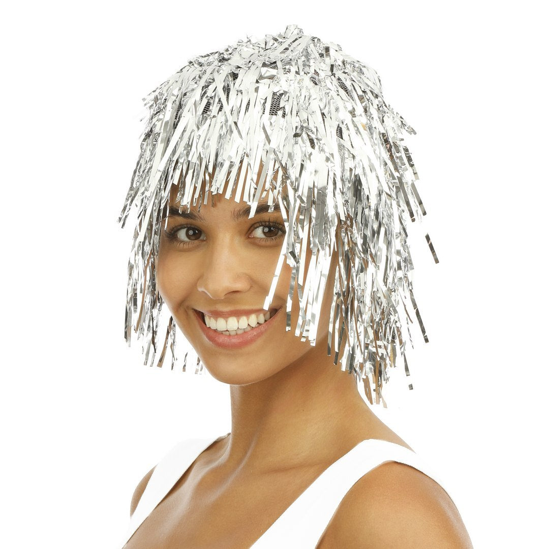 Metallische Disco-Perücke - Silber