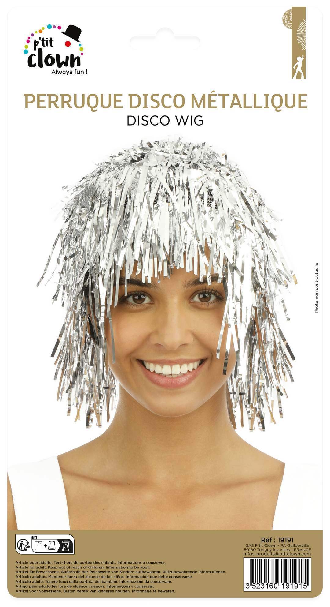 Metallische Disco-Perücke - Silber