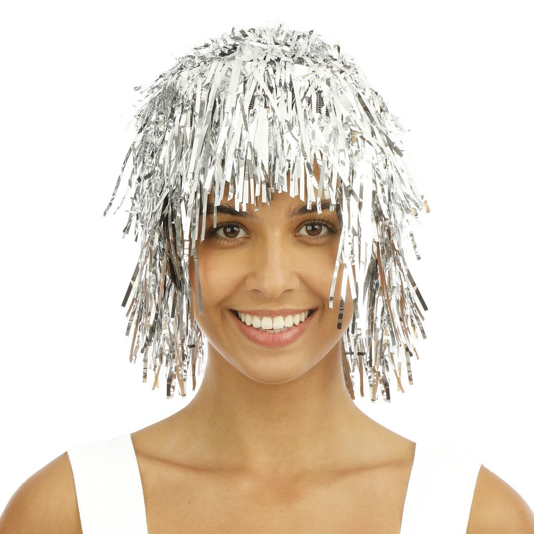 Metallische Disco-Perücke - Silber
