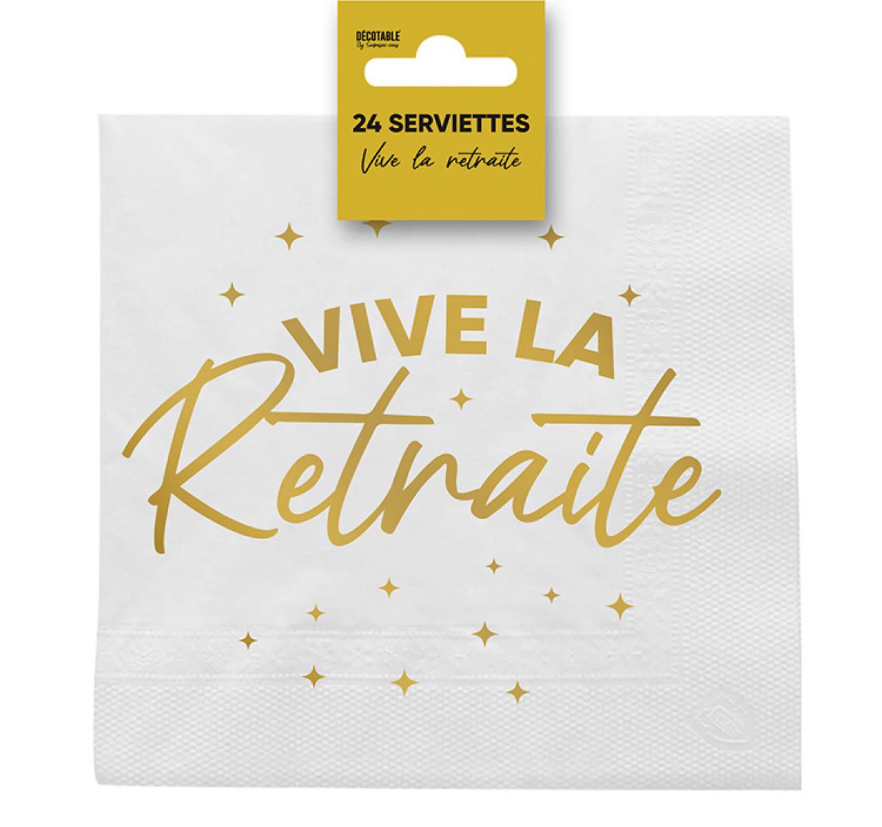 Servietten "vive la retraite" x24 gold-metallic