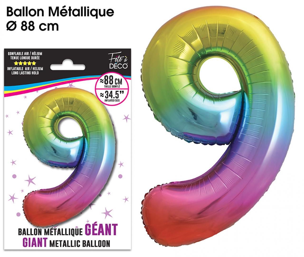 Ballon Géant 88cm Métallique Multicolore 9