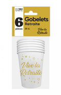 Gobelets x6 métalliques Or Vive la retraite