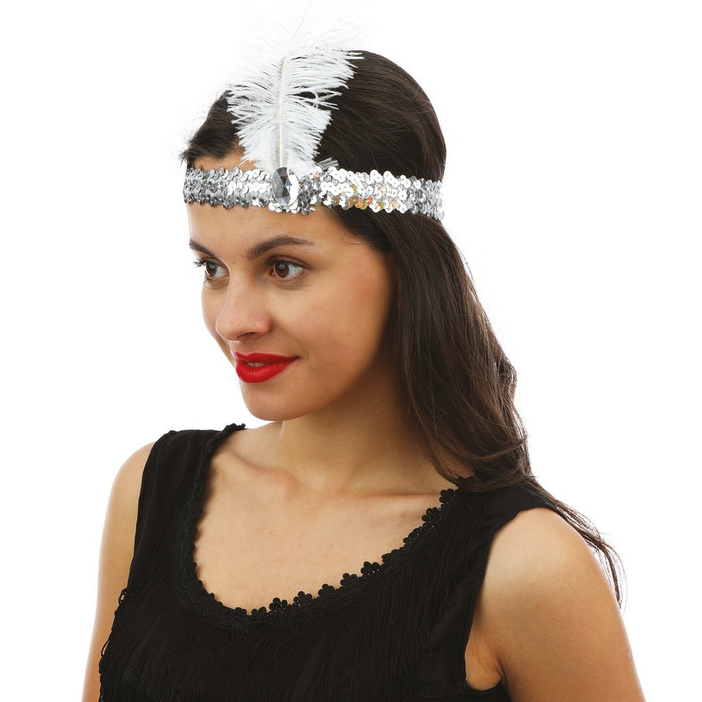 Pailletten-Charleston-Stirnband – Silber