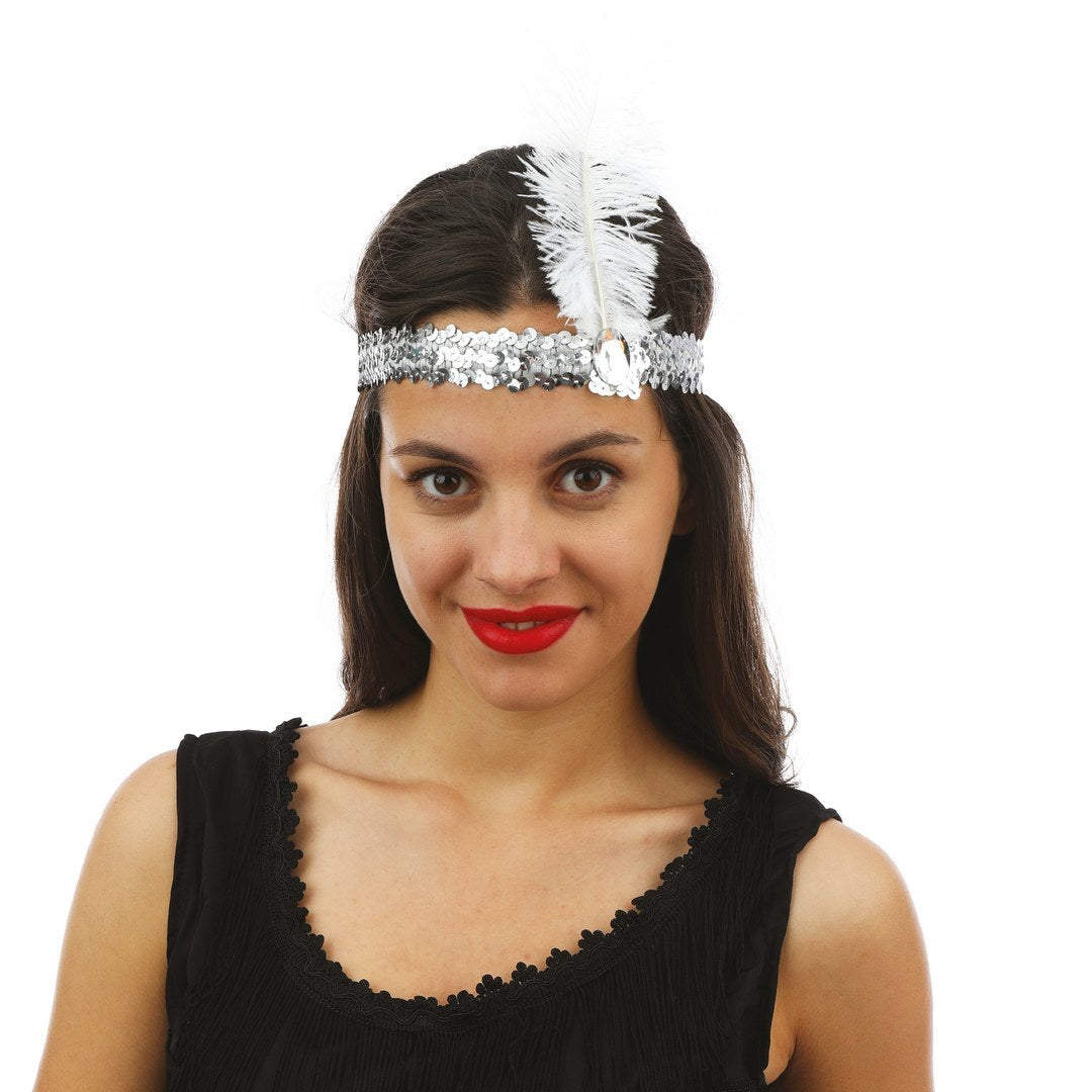 Pailletten-Charleston-Stirnband – Silber