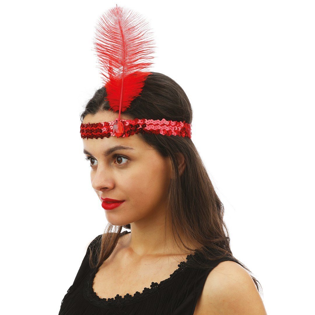 Charleston-Pailletten-Stirnband – rot
