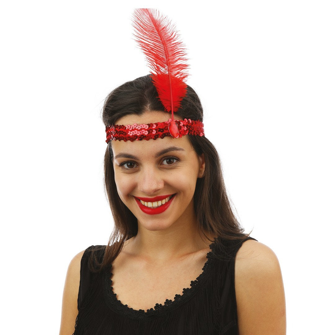 Charleston-Pailletten-Stirnband – rot