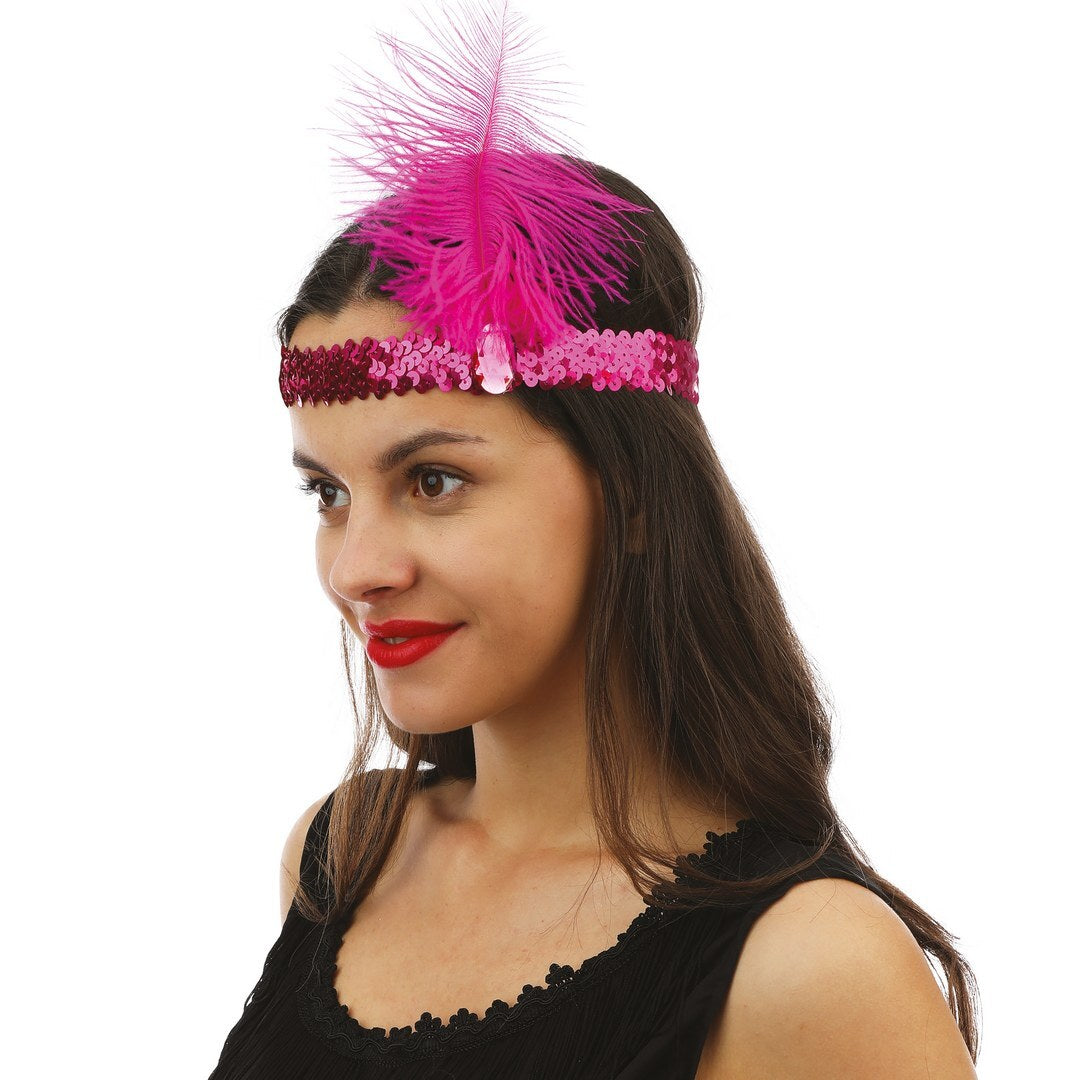 Charleston-Pailletten-Stirnband – Fuchsia