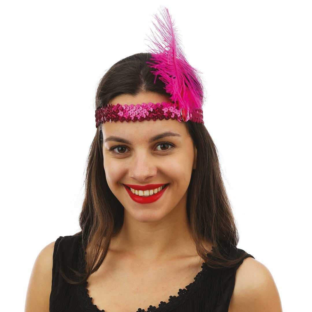 Charleston-Pailletten-Stirnband – Fuchsia