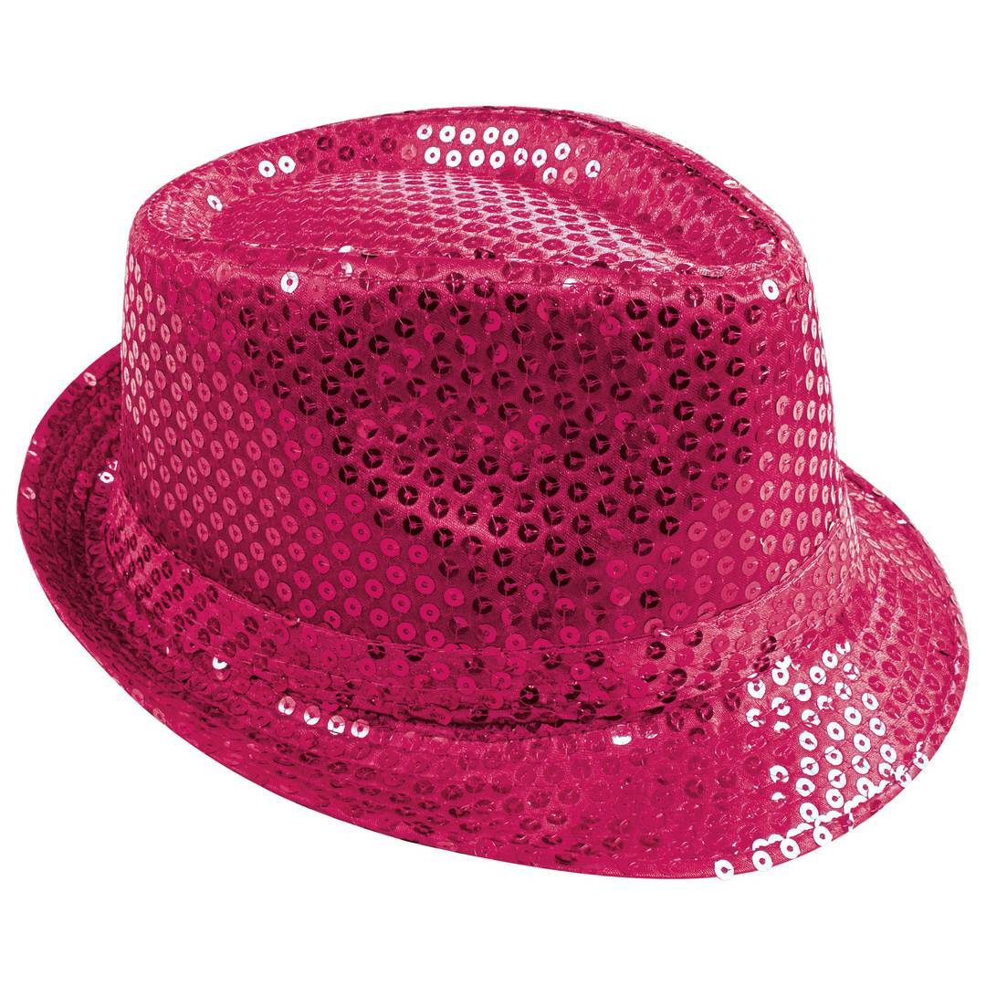 Pailletten-Borsalino-Hut - Erwachsene - Rosa