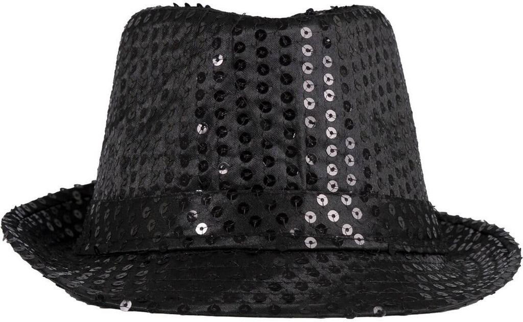 Chapeau borsalino à sequins - adulte - noir